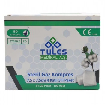 GAZ KOMPRESS 7.5*7.5 CM 4 KAT TEL TEL SPANÇ 100 ADET (5 Lİ ZARFDAN 20 ADET) GAZ KOMPRESS 7.5*7.5 CM 4 KAT TEL TEL SPANÇ 100 ADET (5 Lİ ZARFDAN 20 ADET)