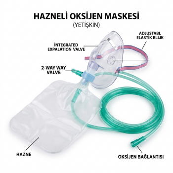 HAZNELİ OKSİJEN MASKESİ 10'LU HAZNELİ OKSİJEN MASKESİ 10'LU